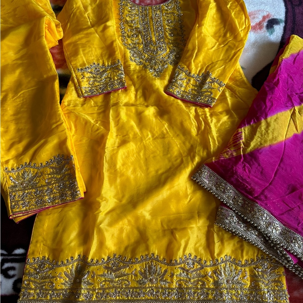 Yellow and Pink Pant Suit